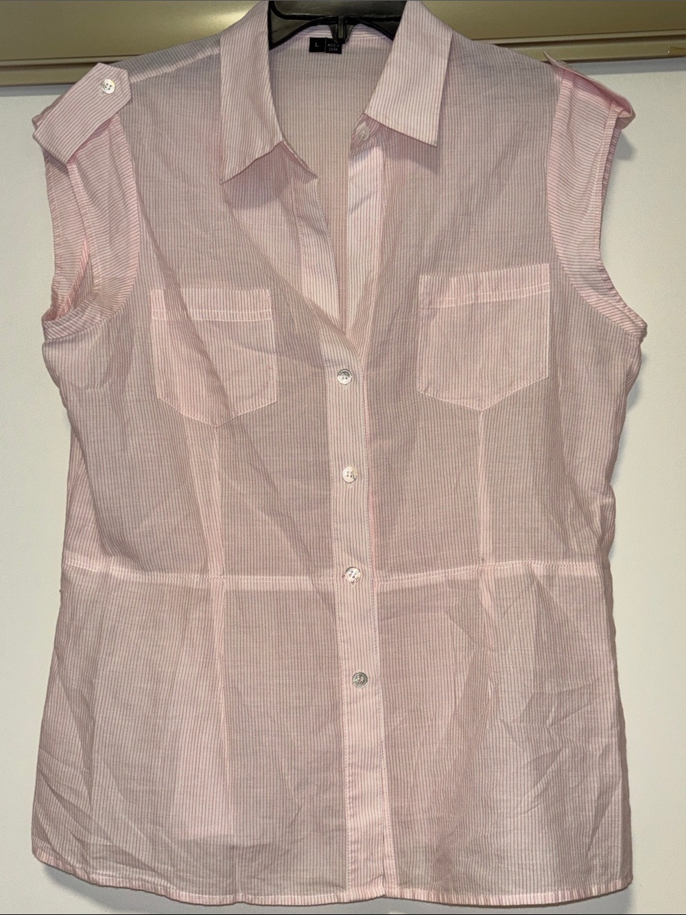 Theory Light Pink Sleeveless Button-Front Women's Top size Large